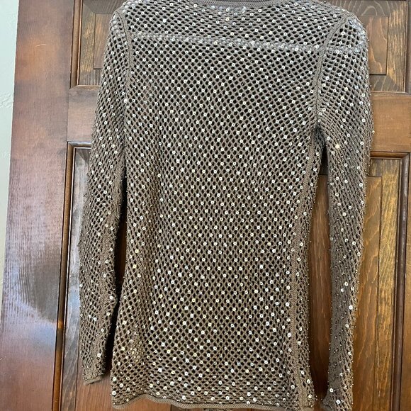 Michael by Michael Kors Brown 100% Cotton Sequin Sweater Size S - Picture 12 of 16
